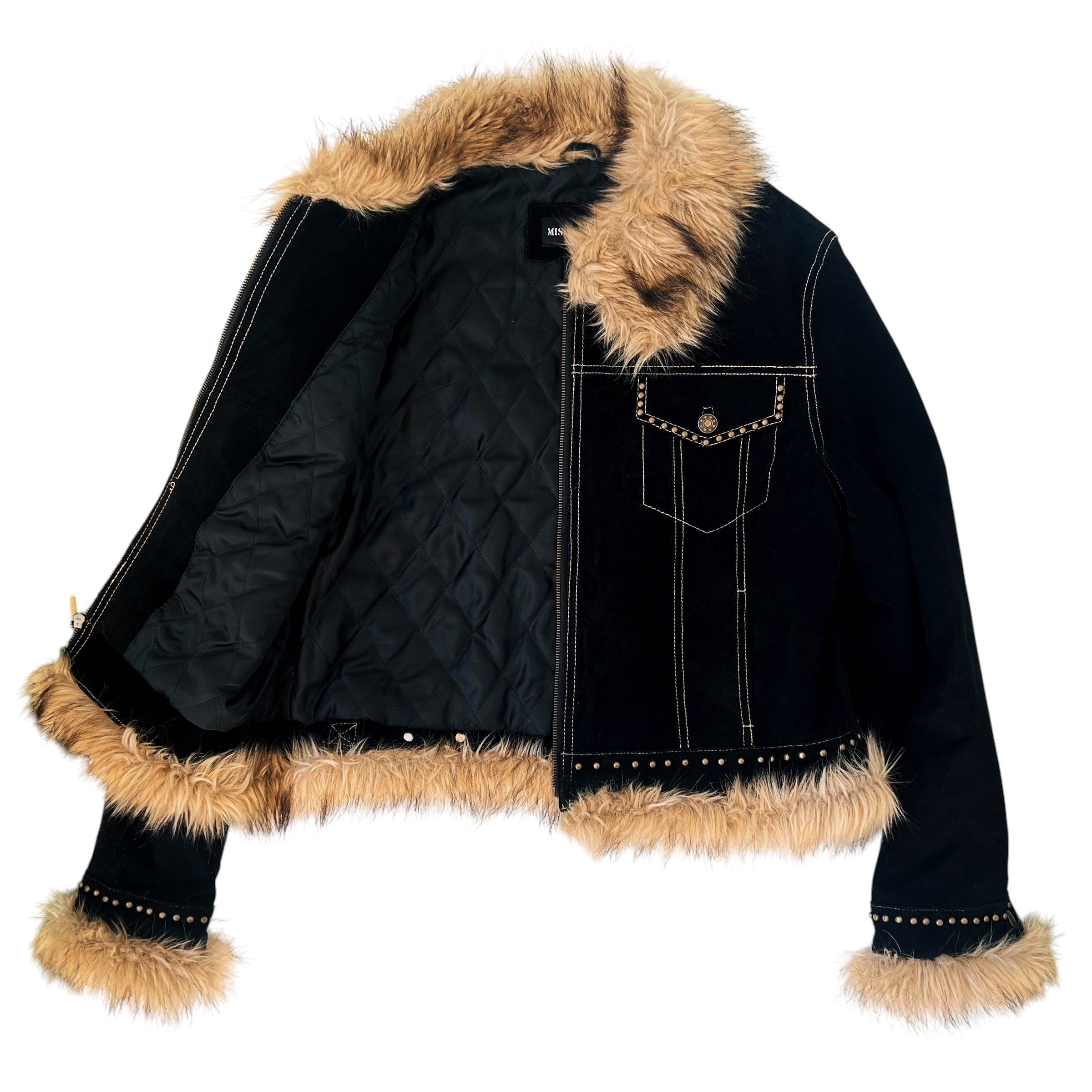 Furry Black Suede Jacket (L)