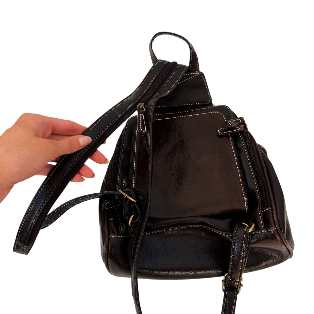 Brown Leather Mini Backpack