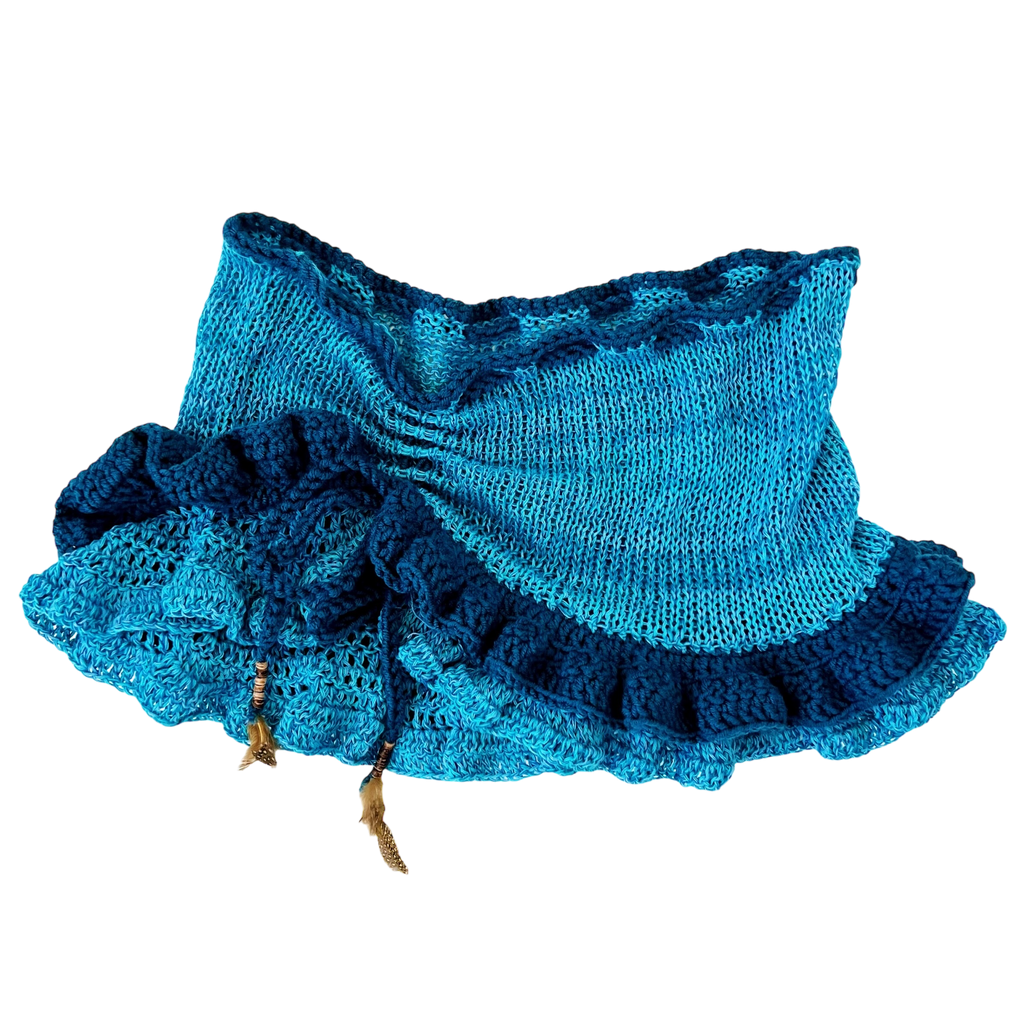 Flirty Topaz Crochet + Knit Mini Skirt (XS)