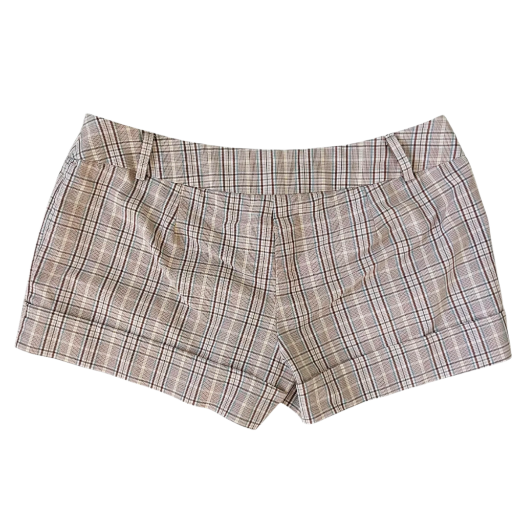 Vintage Beige Plaid Shorts (S)