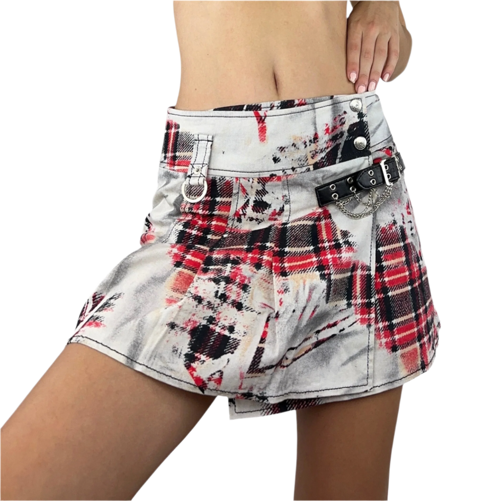 Morgan De Toi Plaid Denim Skirt (XS/S)