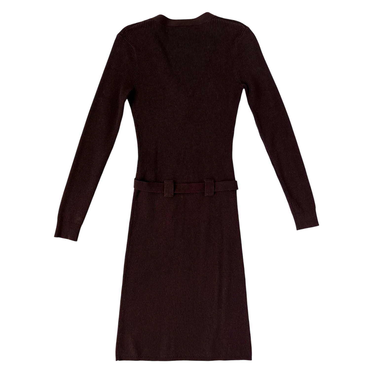 Chocolate Brown Ribbed Knit Dress (S)