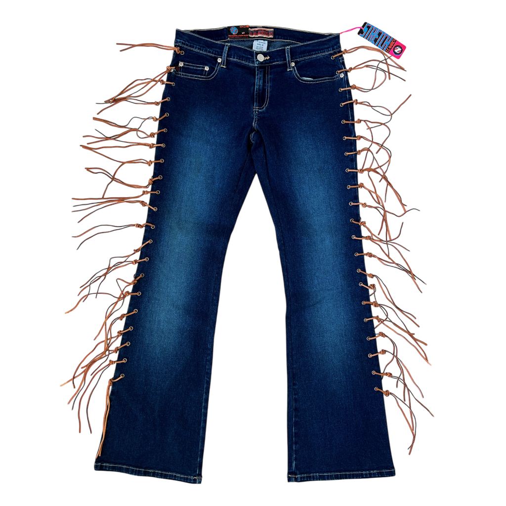 Early 2000s Suede Fringe Jeans (M)