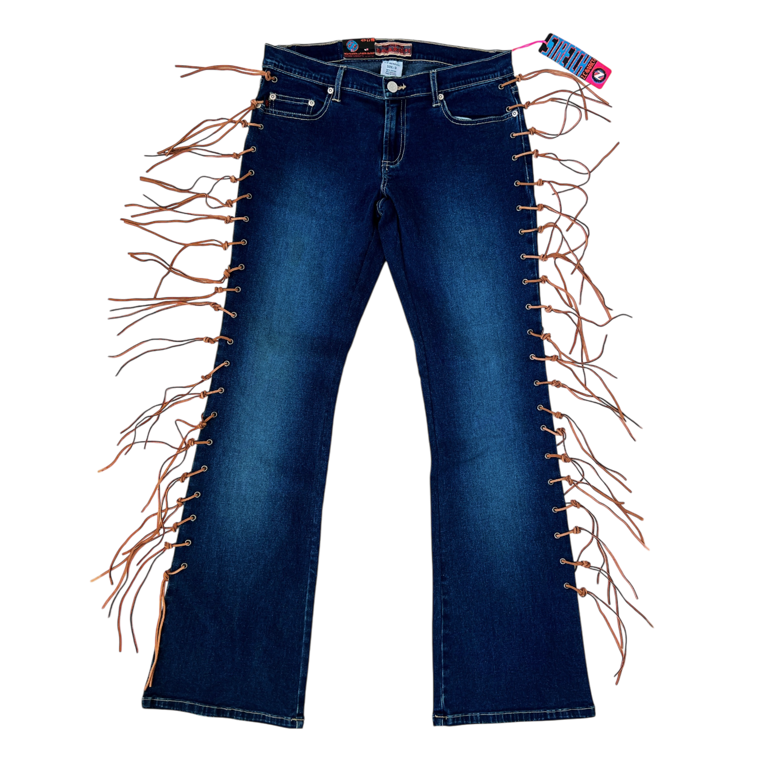 Early 2000s Suede Fringe Jeans (M)