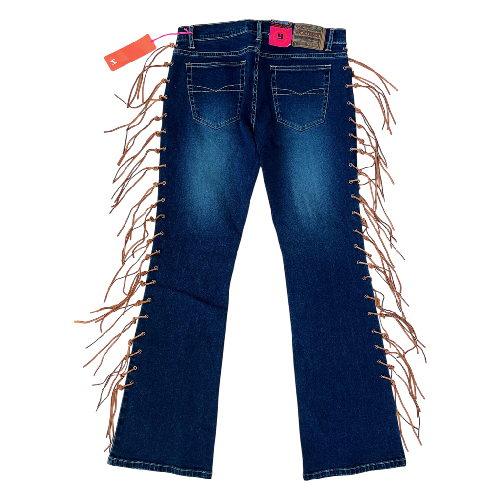 Early 2000s Suede Fringe Jeans (M)