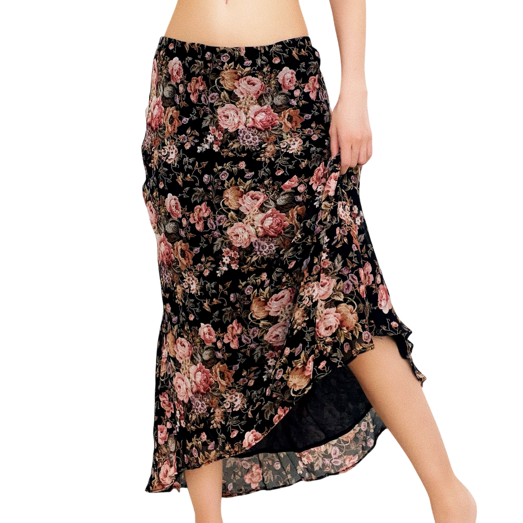 90s Floral Maxi Skirt (S)