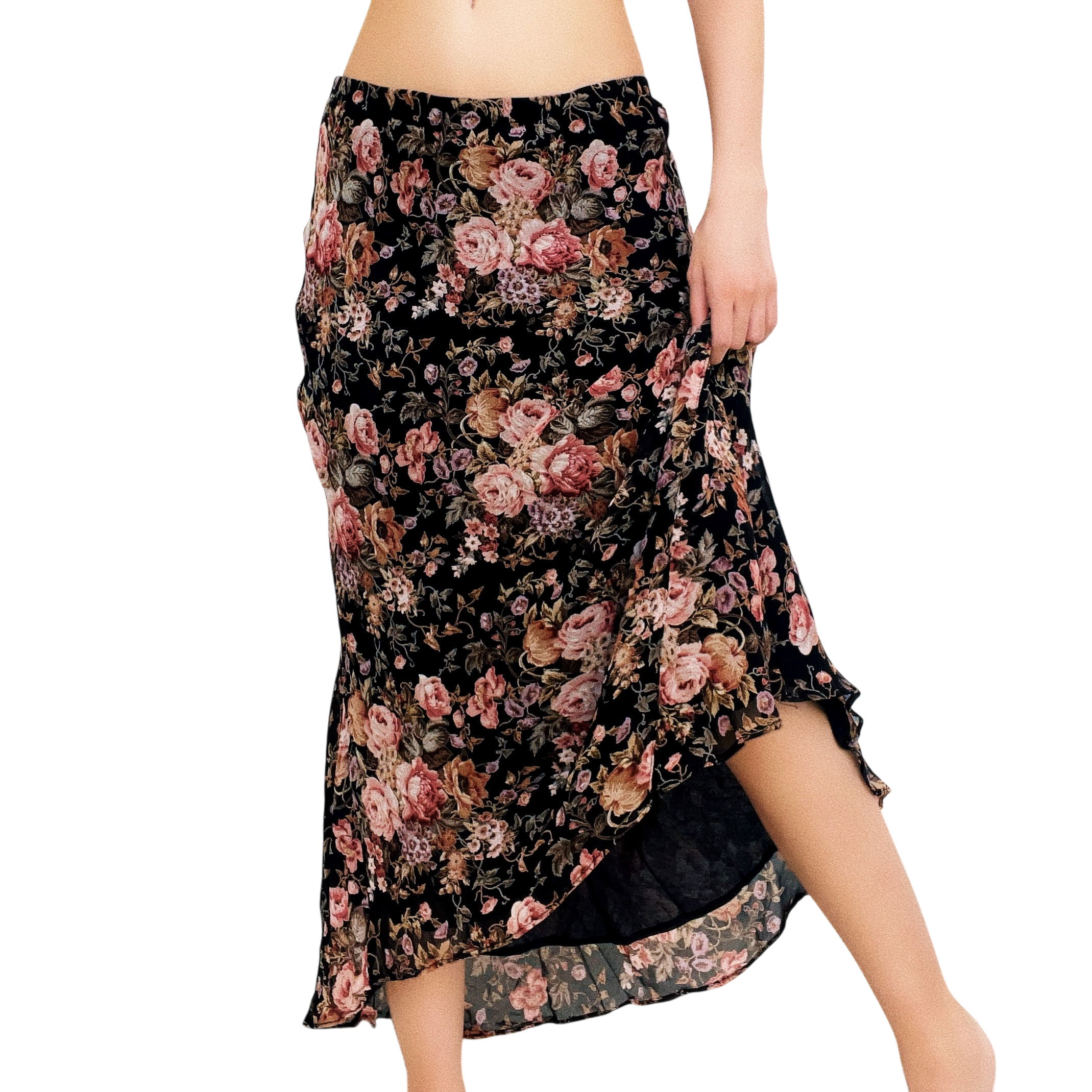 90s Floral Maxi Skirt (S)