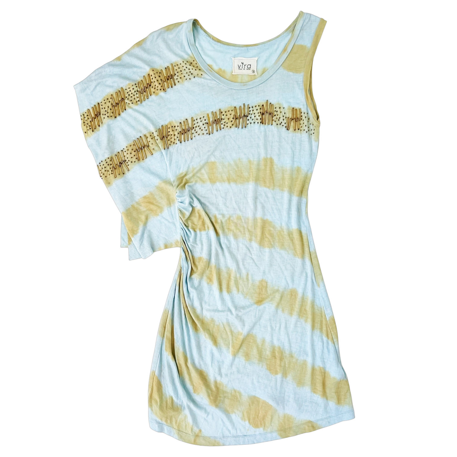 Beaded Asymmetrical Mini Dress (S)