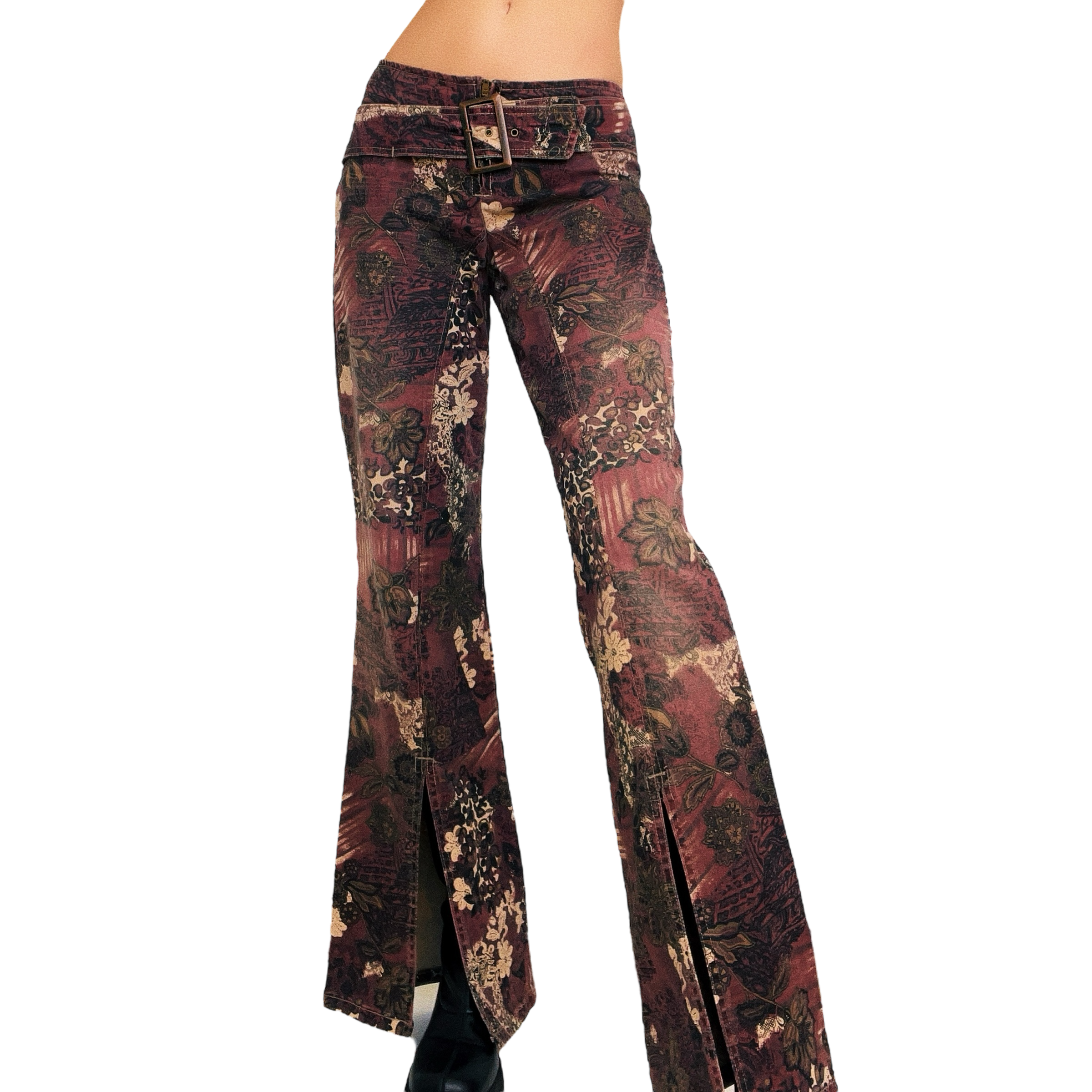 90s Belted Floral Pants (M)