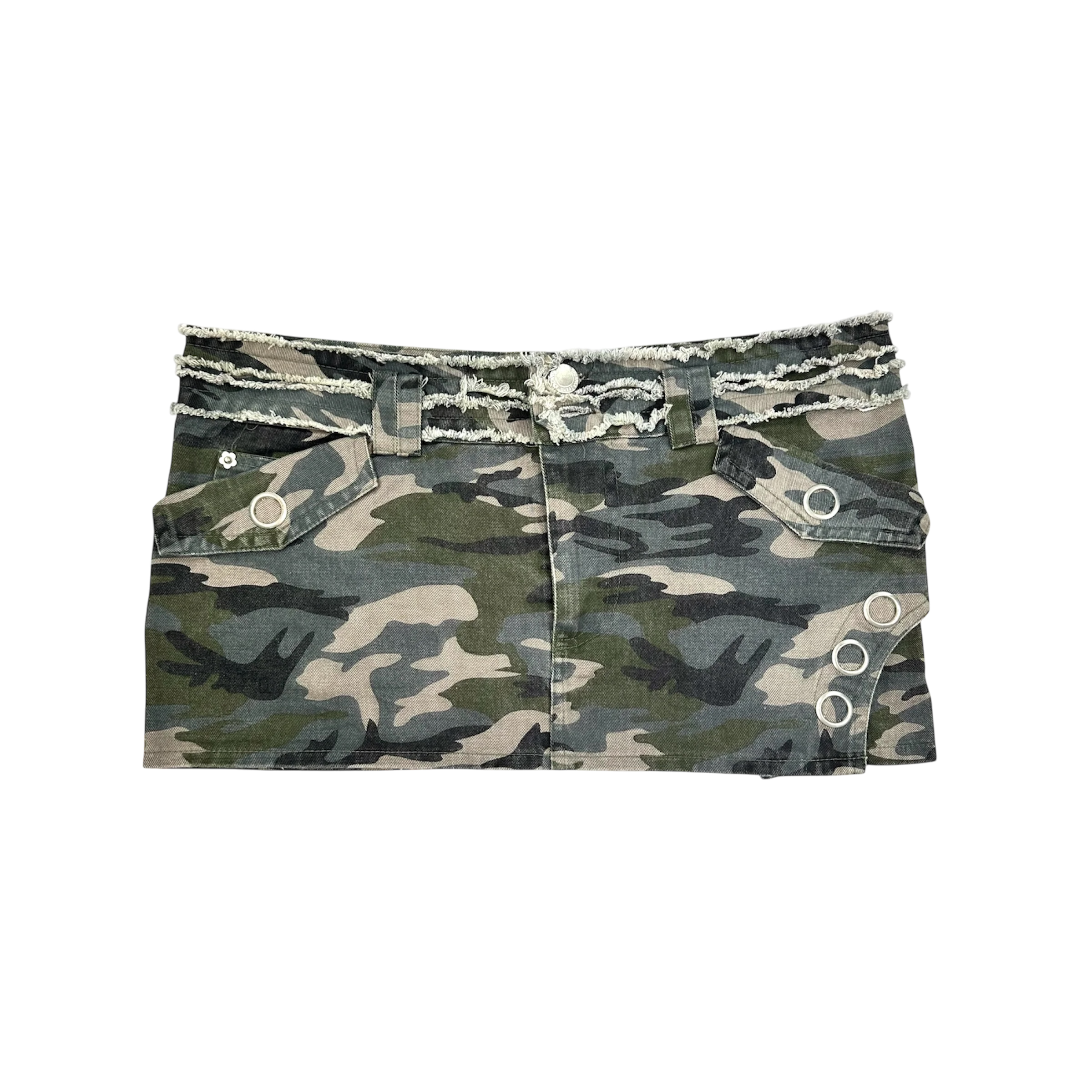 Camo Frayed Micro Mini Skirt (XXS/XS)