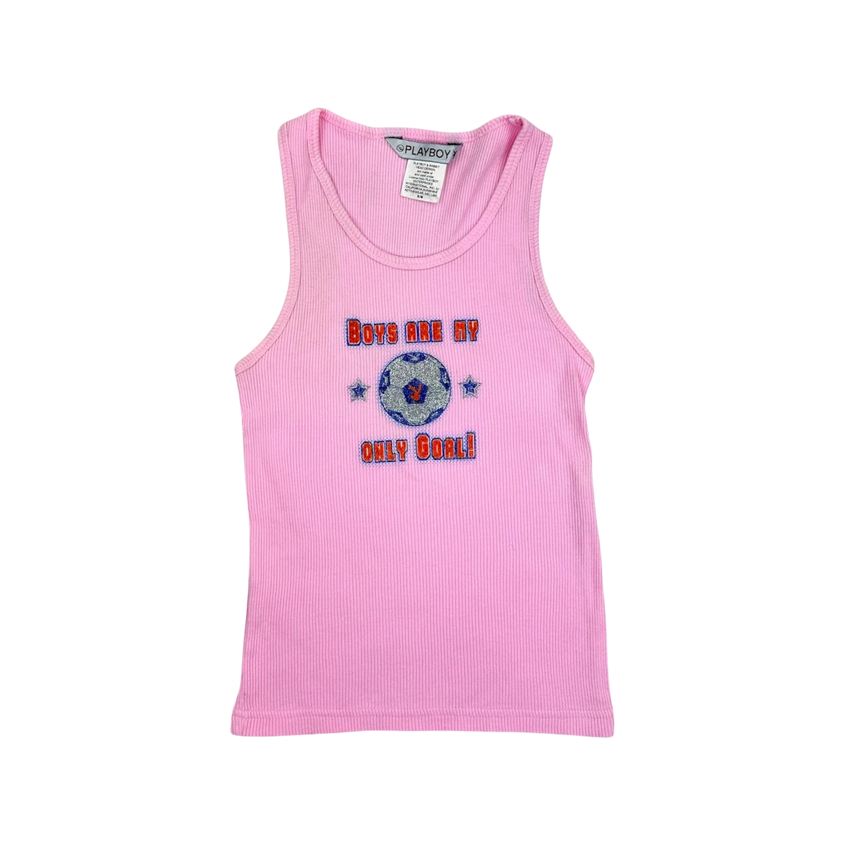 Playboy Pink Soccer Ribbed Tank (S)