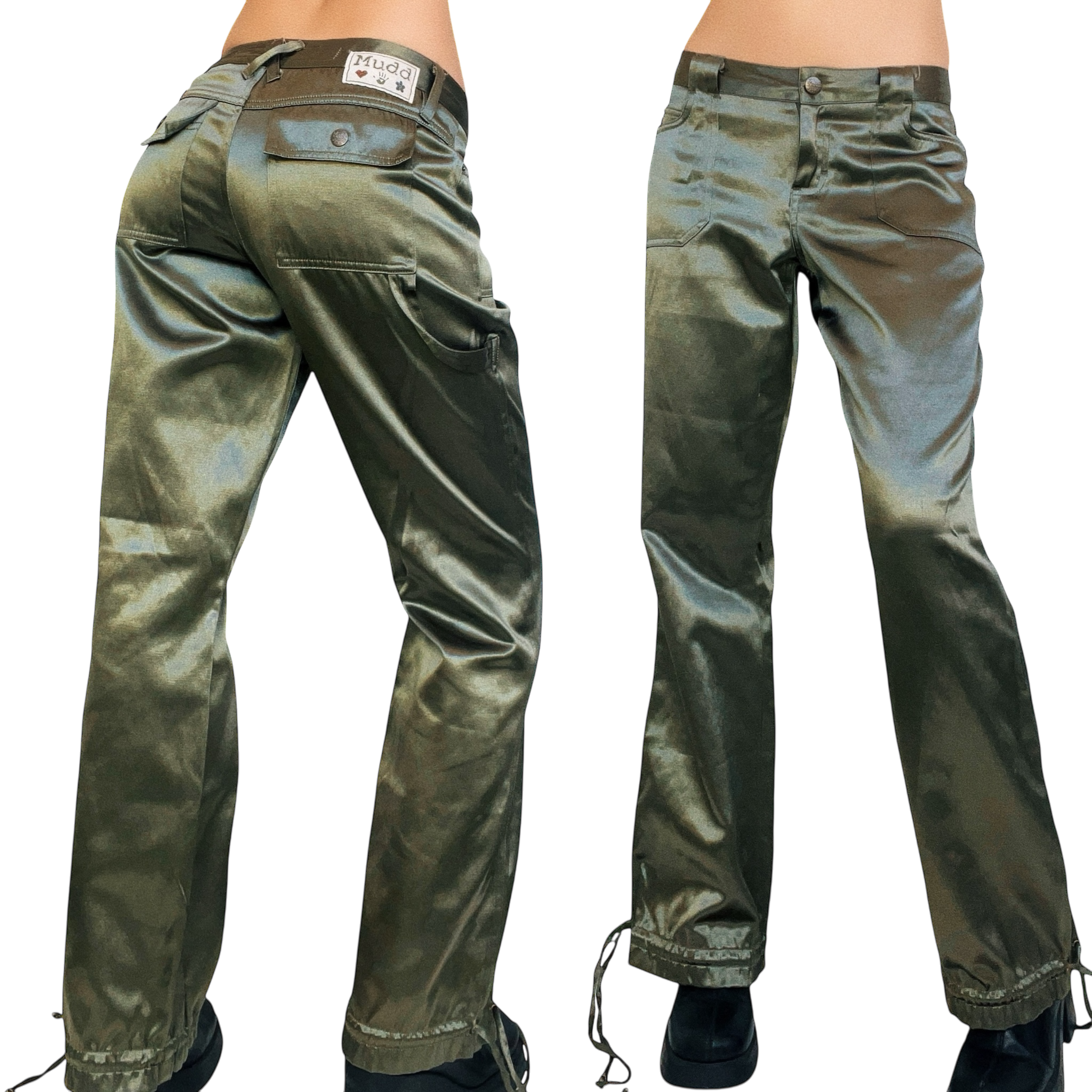Satin Cargo Style Pants (S)