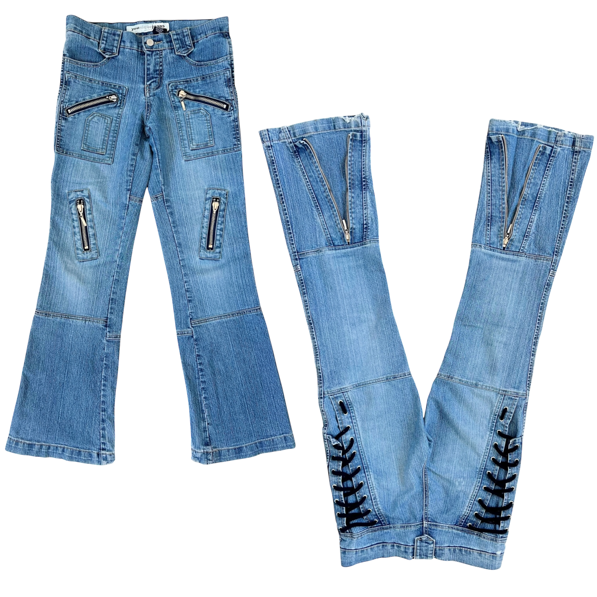 Early 2000s Lace Up Jeans (XS/S)