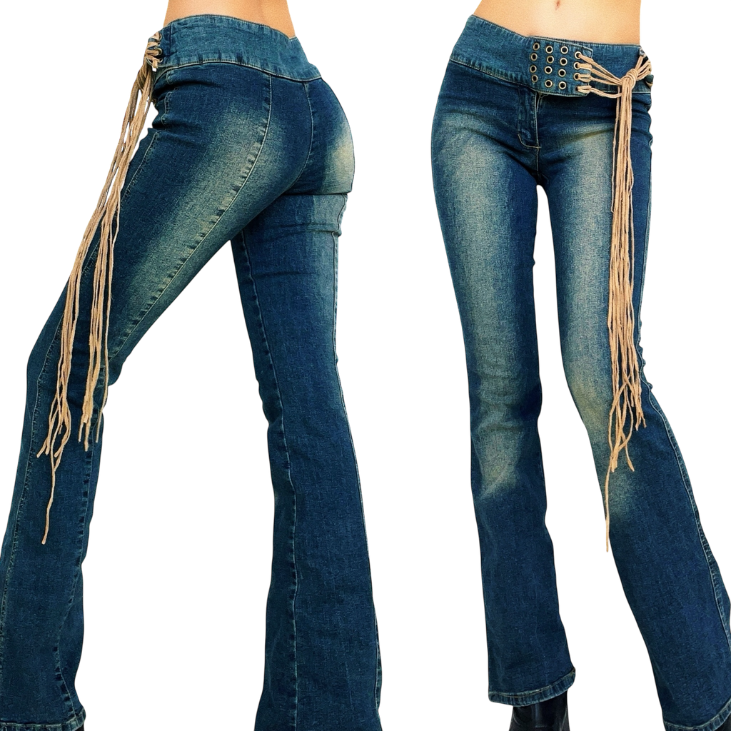 Early 2000s Suede Belt Jeans (XS)
