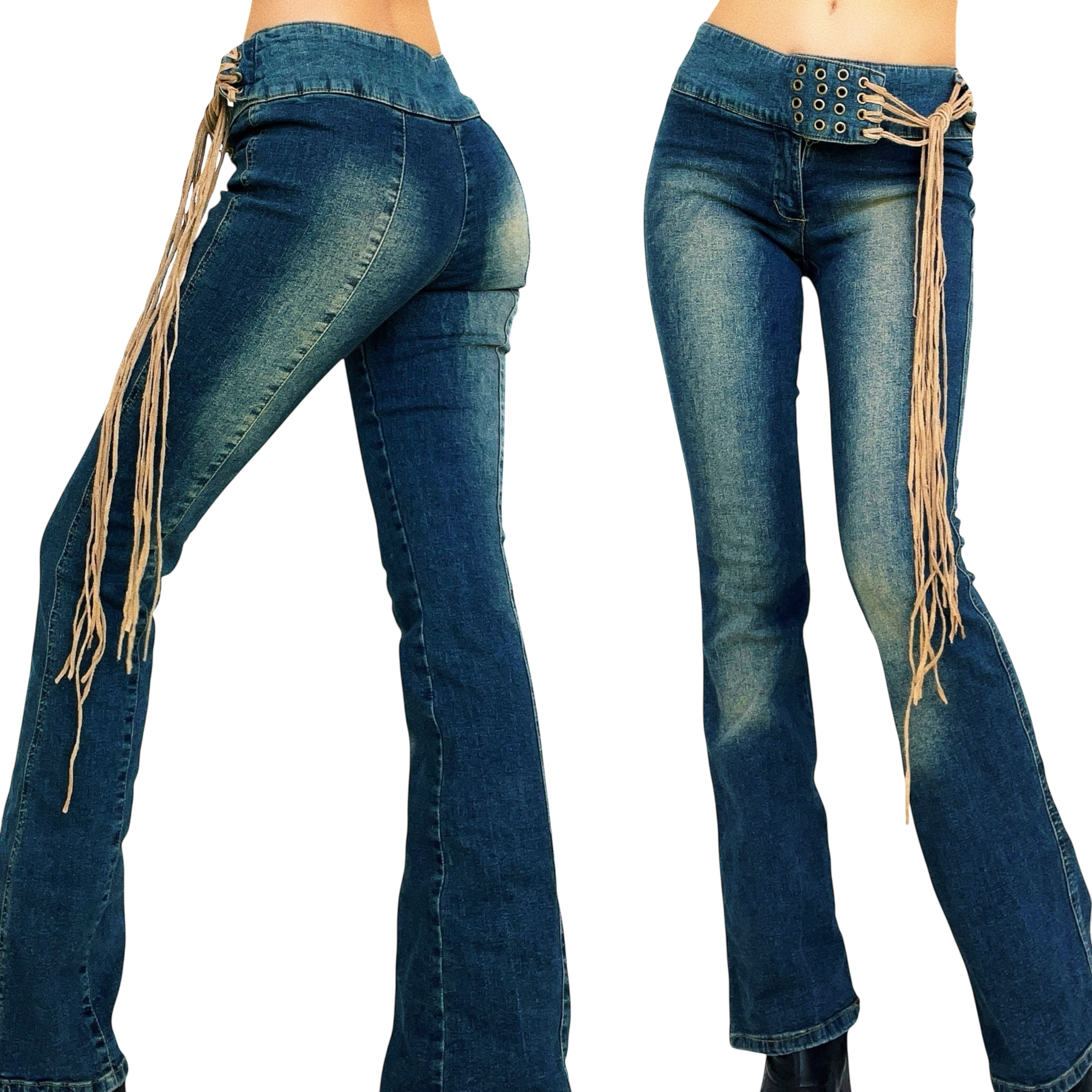 Early 2000s Suede Belt Jeans (XS)