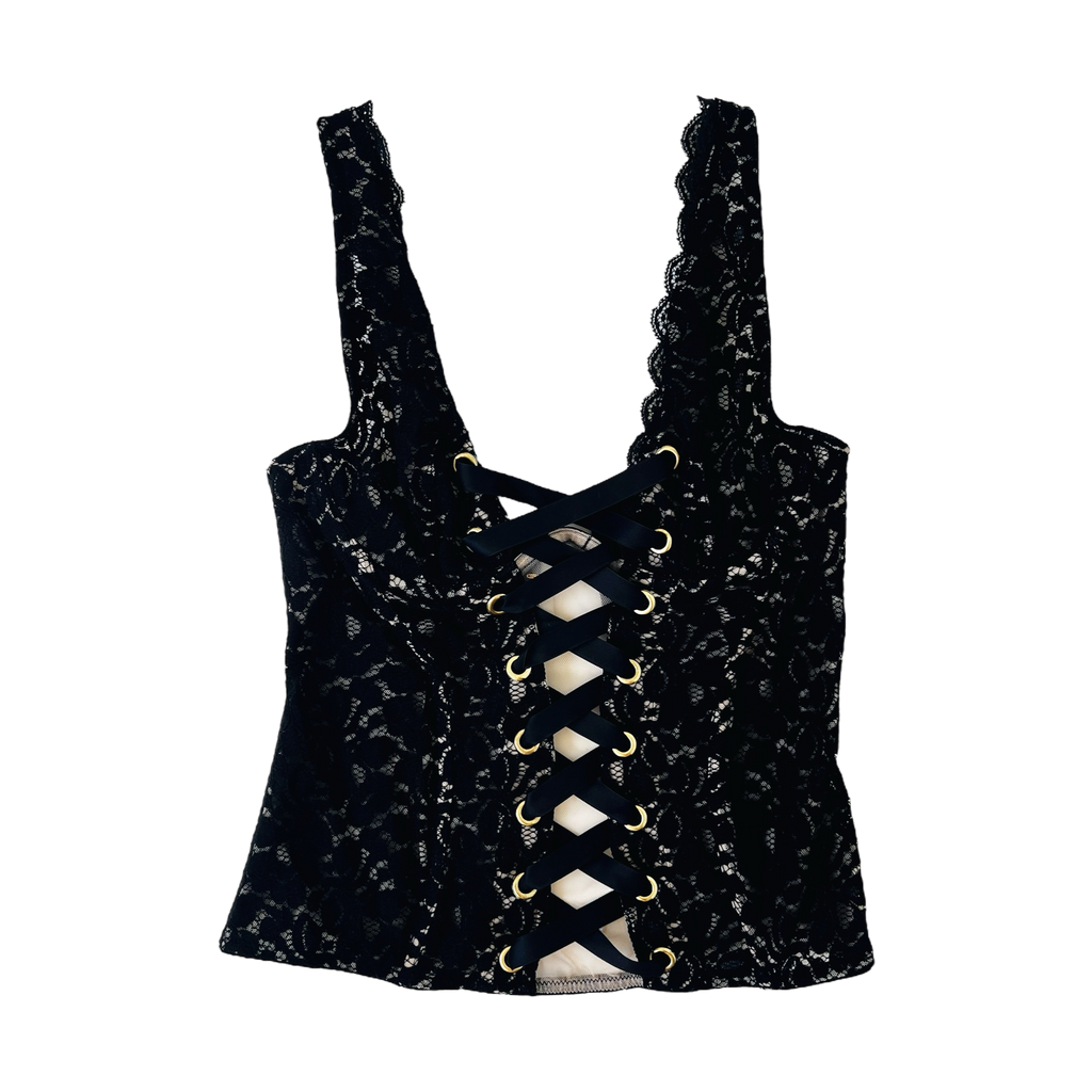 Lacy Black Corset Top (S)