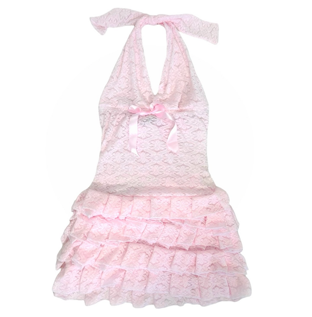 Baby Pink Lace Dress (XS-5X)