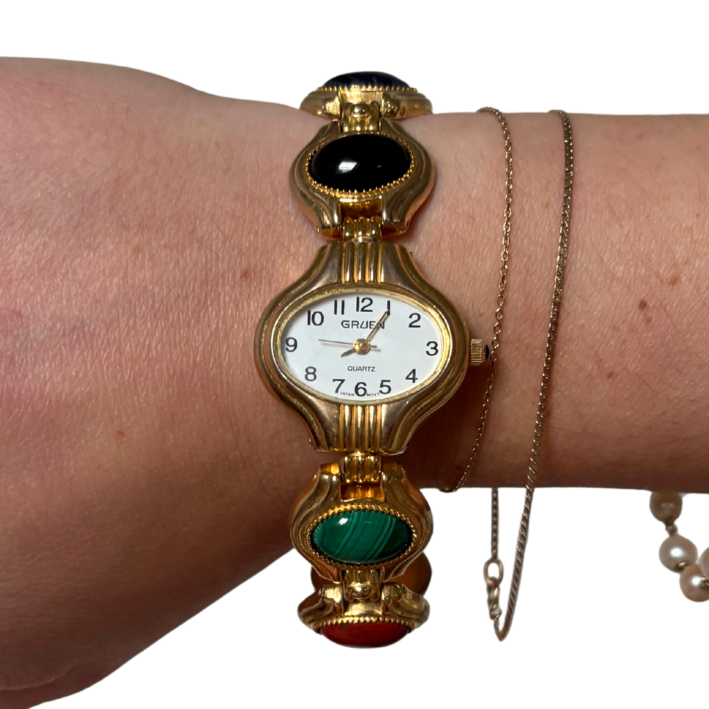 90s Scarab Stone Hidden-Dial Watch