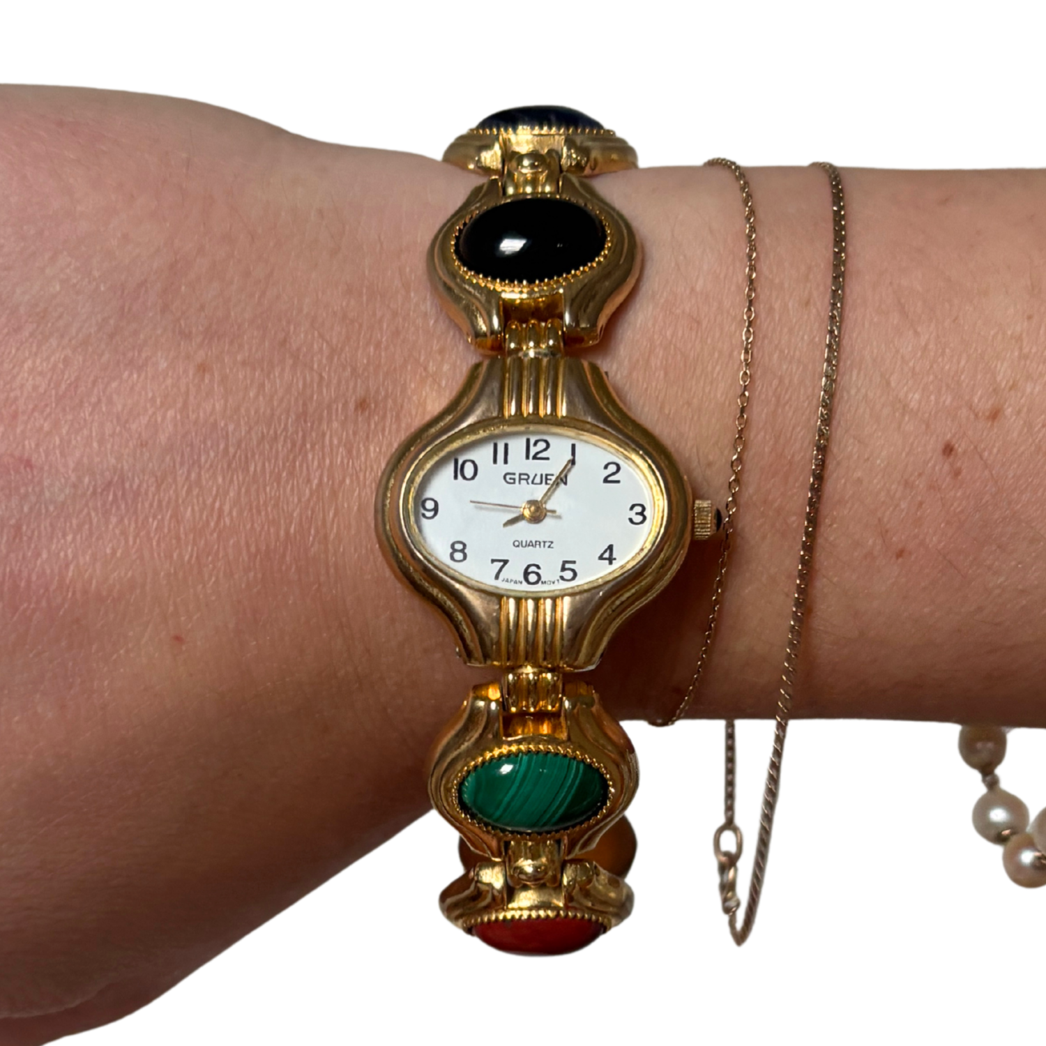 90s Scarab Stone Hidden-Dial Watch