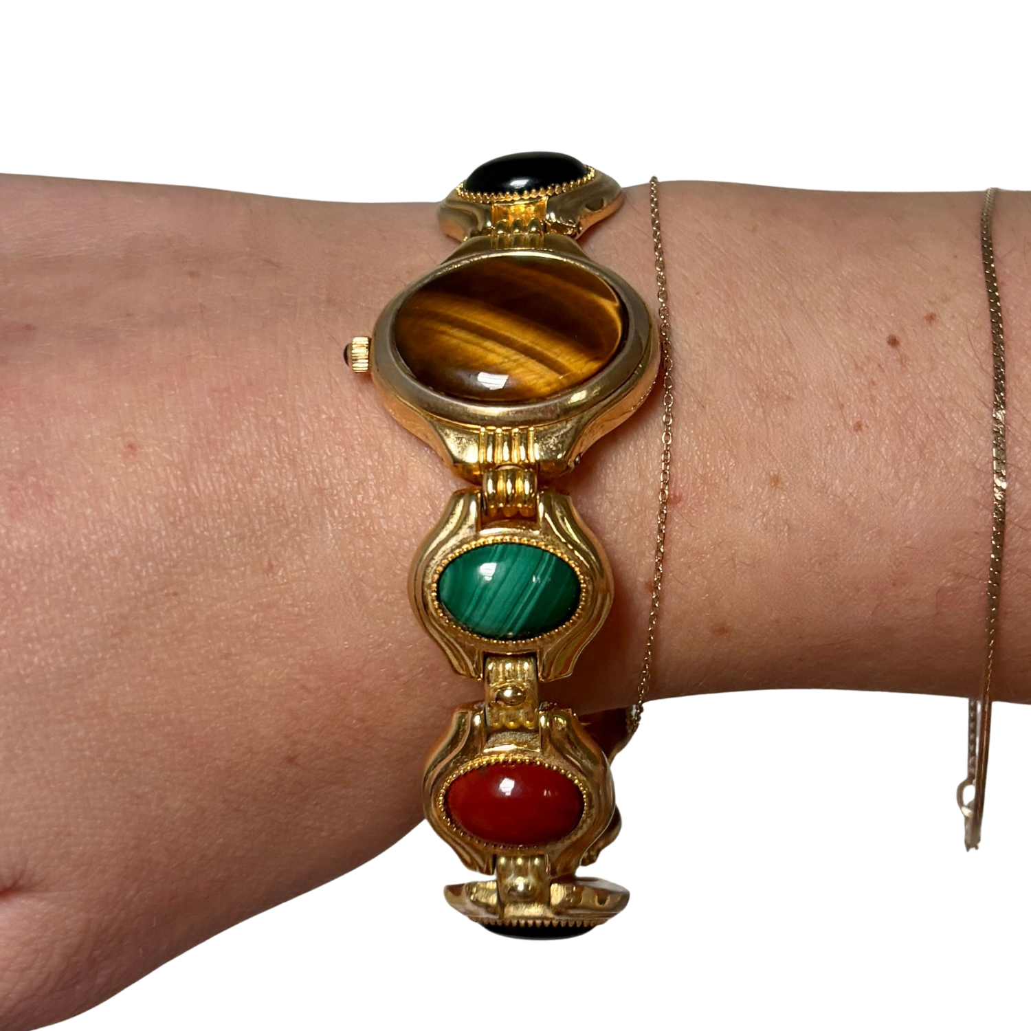 90s Scarab Stone Hidden-Dial Watch