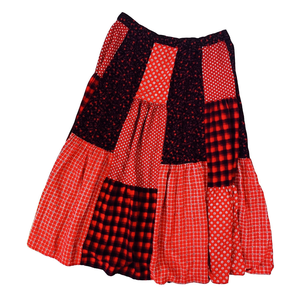 Red Patchwork Maxi Skirt (L/XL)