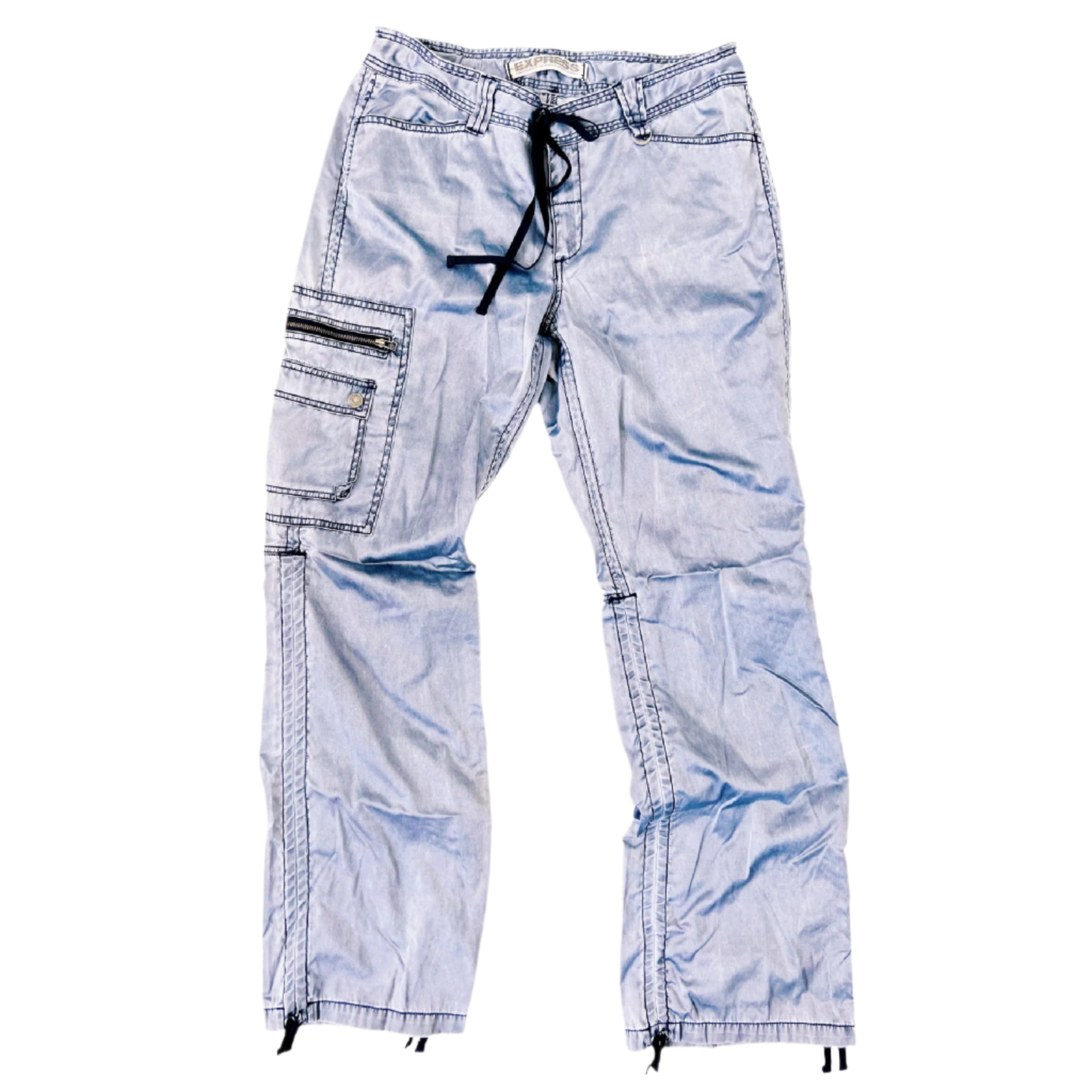Blue Satin Cargo Pants (M/L)