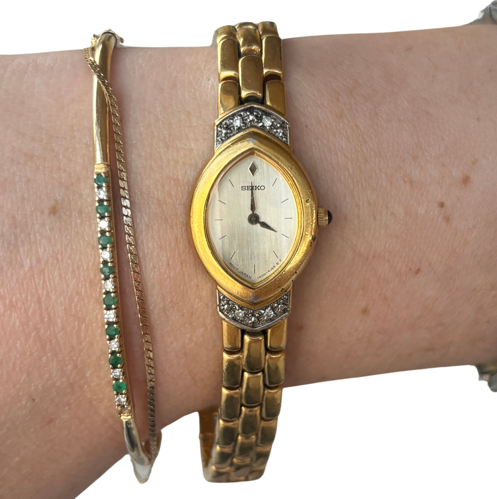 80s Gold Diamond Seiko Watch