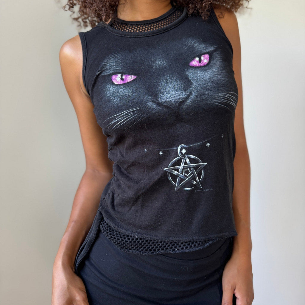Vintage Euro Graphic Black Cat Tank (S)