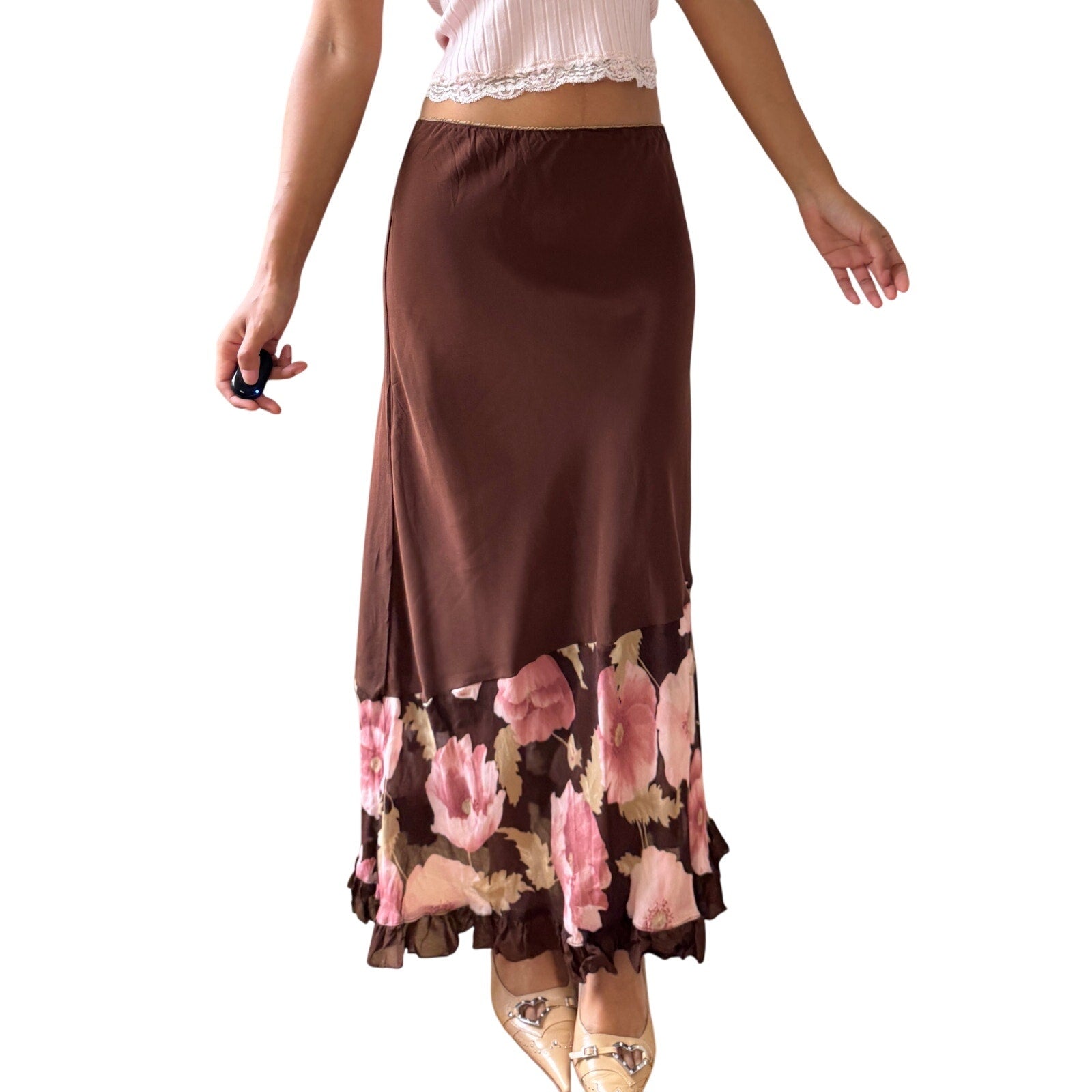 Vintage Italian Mesh Floral Skirt (XS/S)