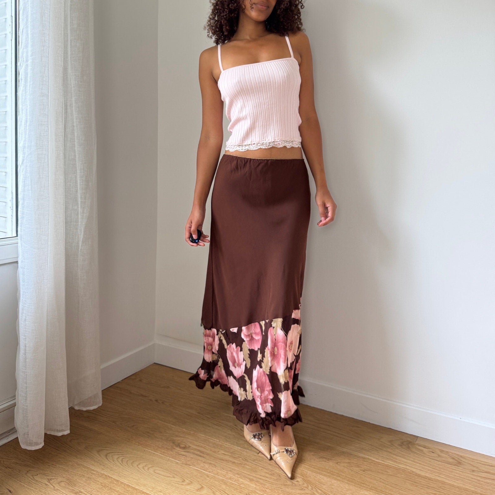 Vintage Italian Mesh Floral Skirt (XS/S)