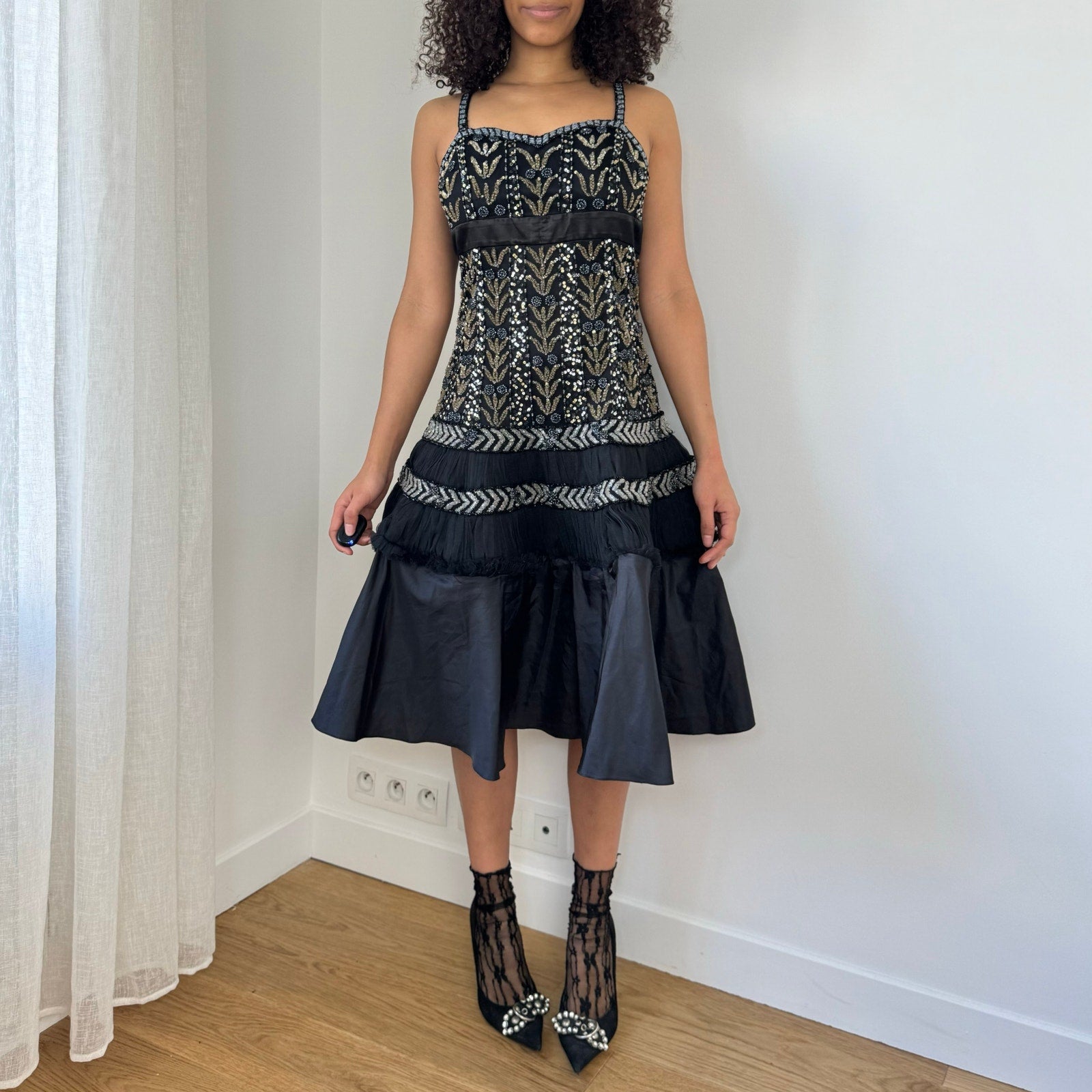 Vintage Italian Beaded Dress (M)