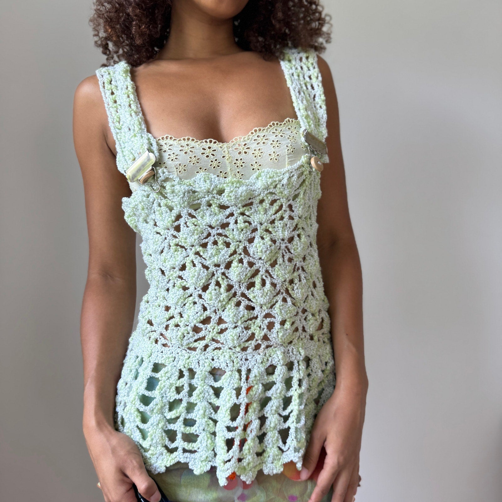 Vintage Euro Crochet Buckle-Strap Top (S/M)
