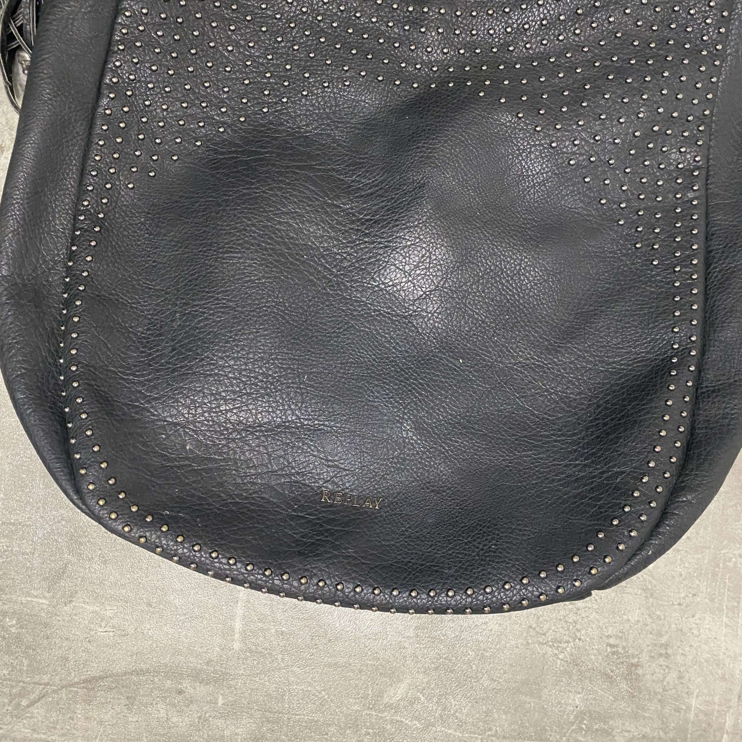 Vintage Replay Skull Leather Slouch Bag