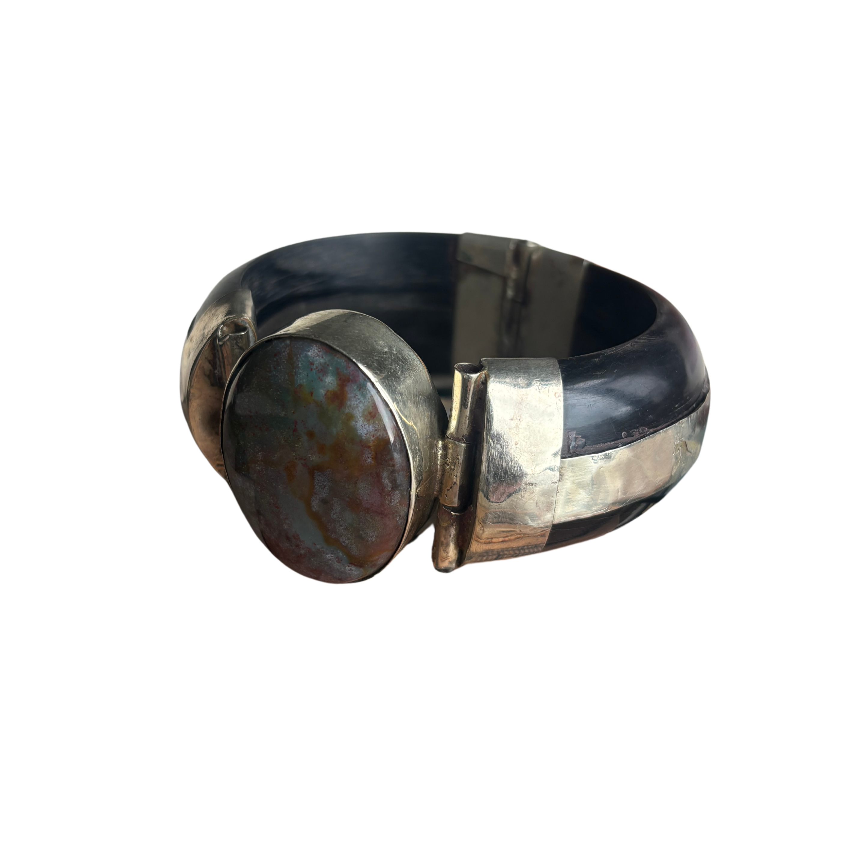 70s Handmade Bone & Stone Bangle