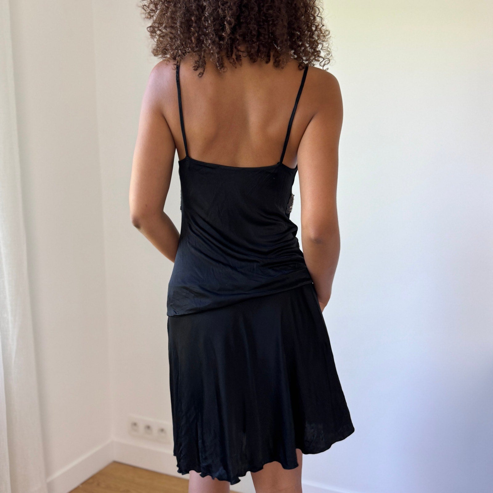 Vintage Slinky Dress with Embellished Waist (M)