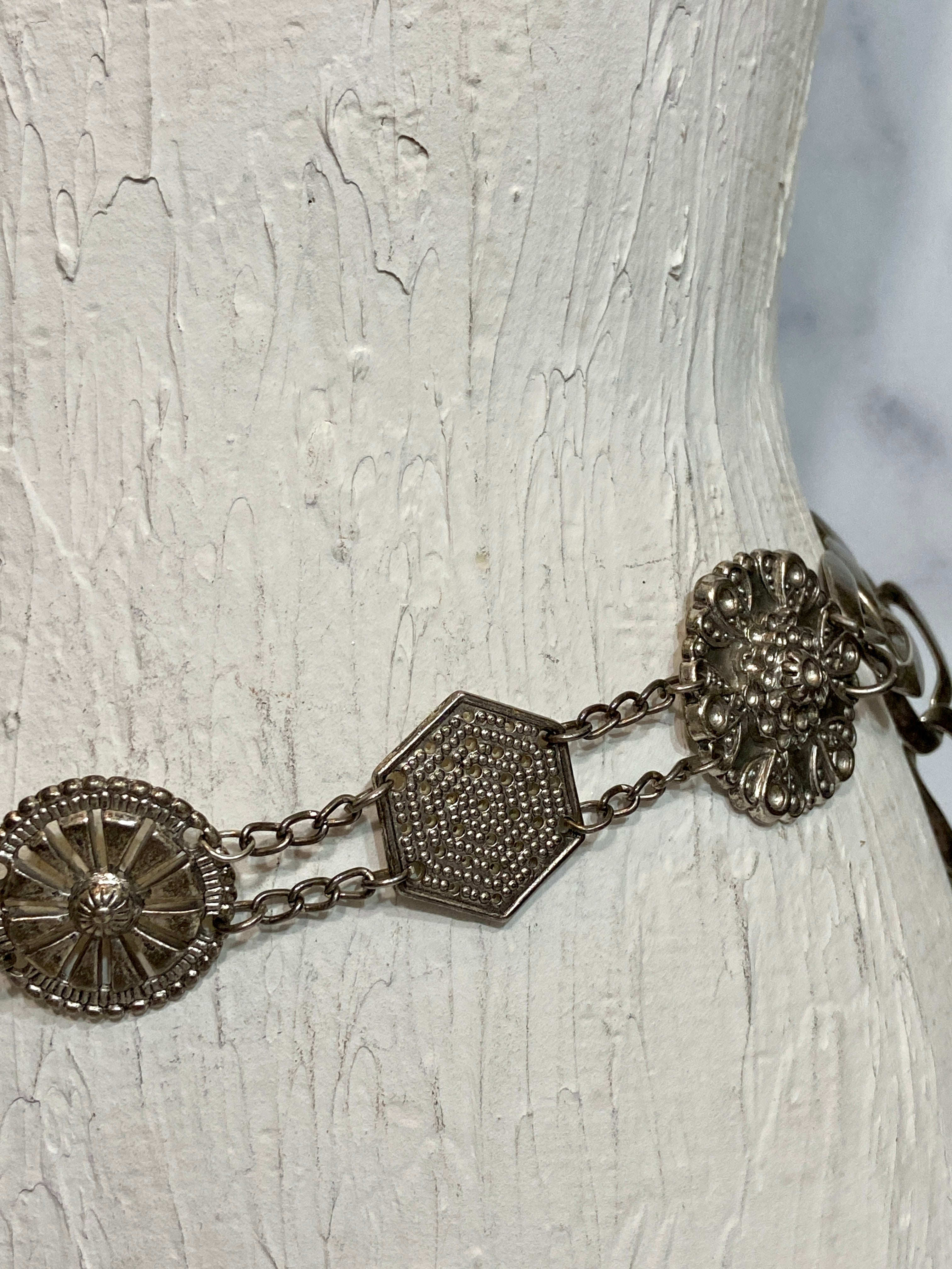 Vintage silver heavy chain belt