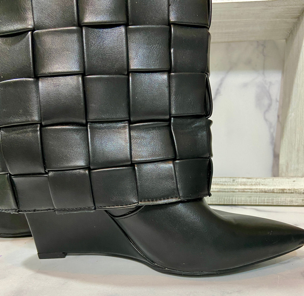 AZALEA WANG black leather boots (8)
