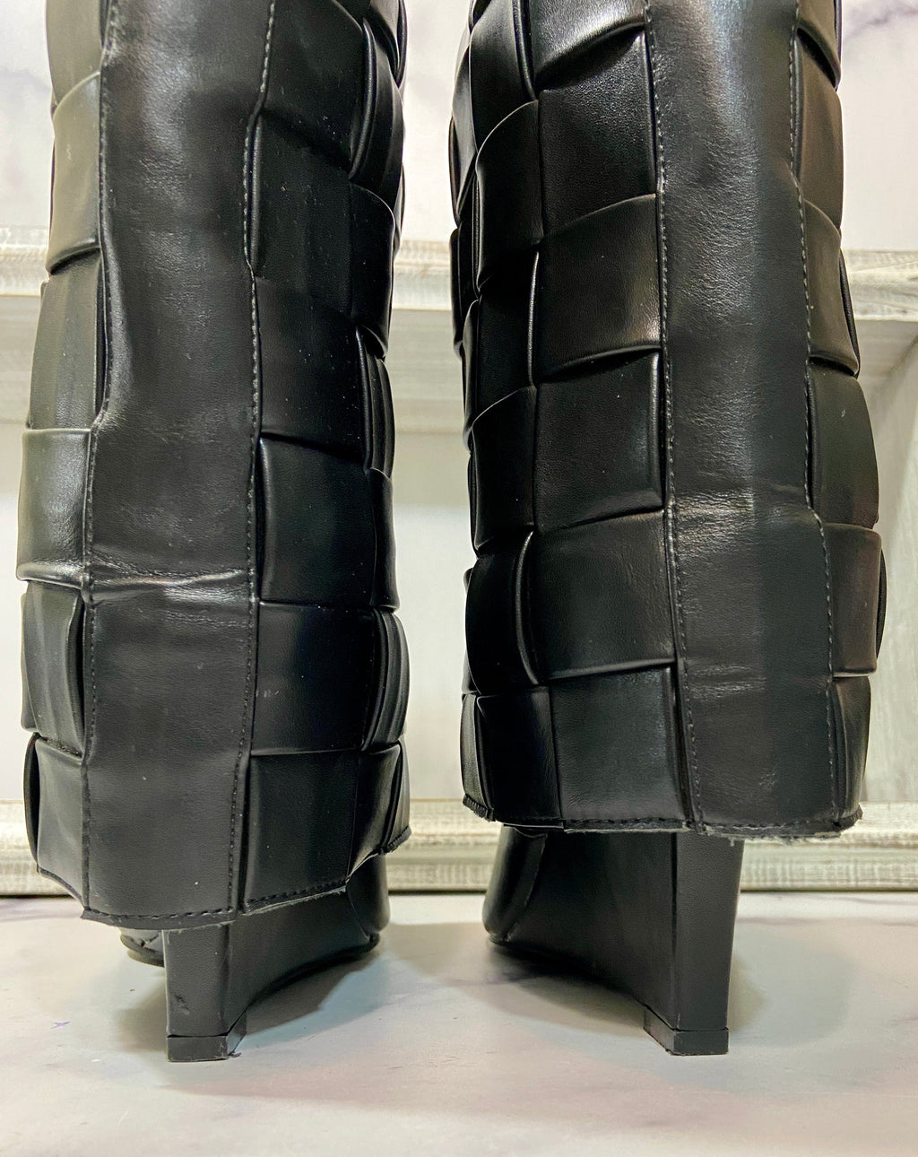 AZALEA WANG black leather boots (8)