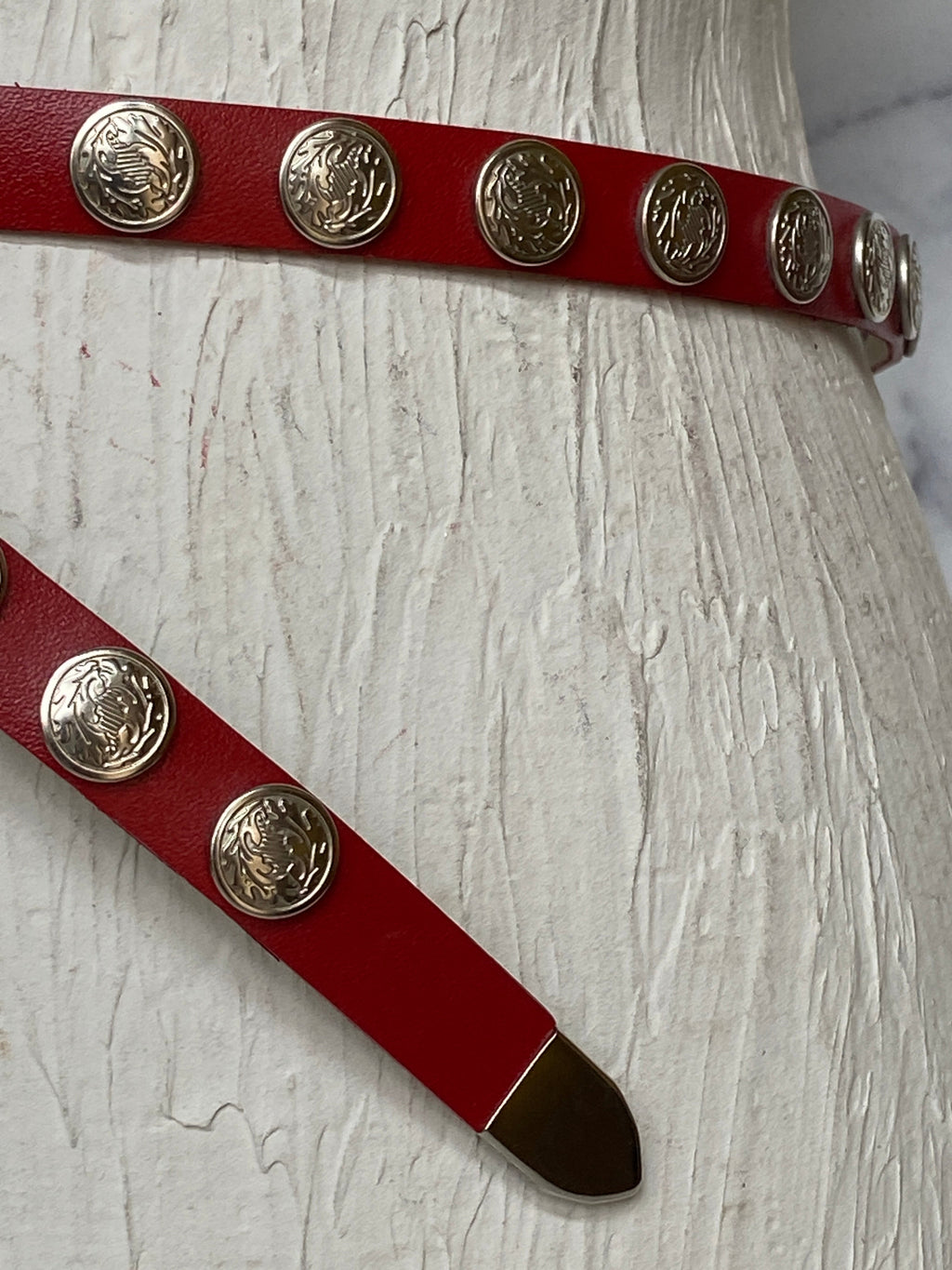 Red  silver skinny belt