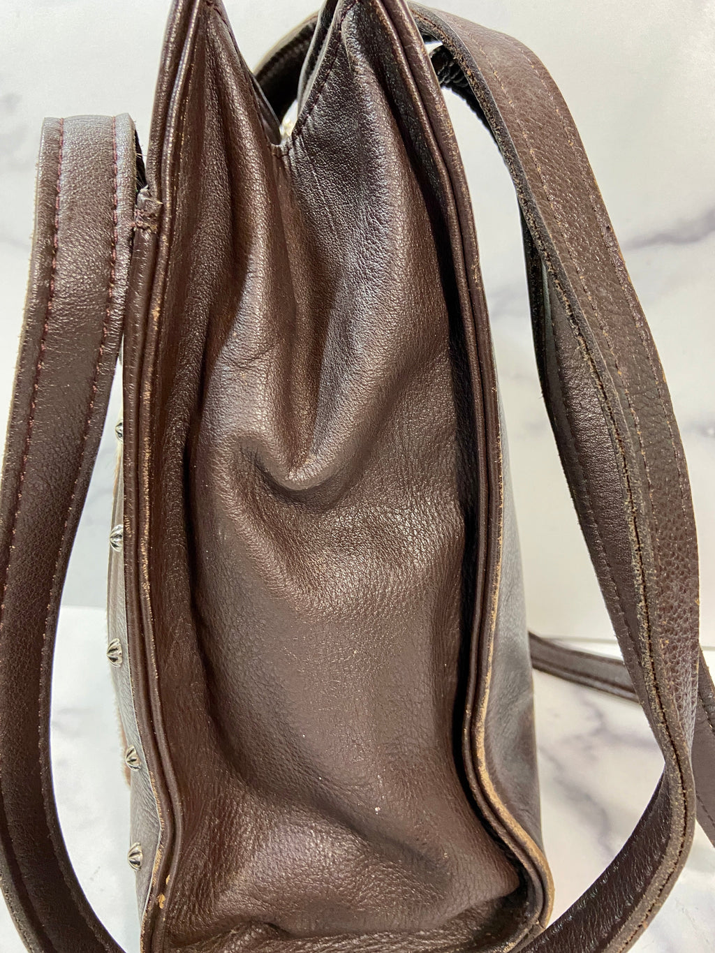 Y2K pony hair leather backpack