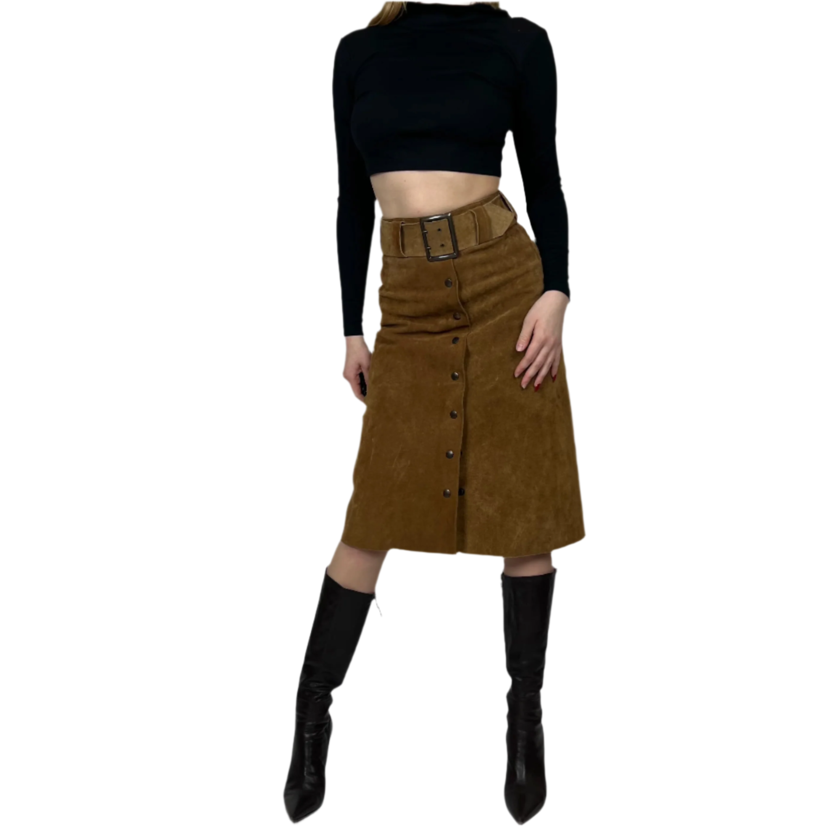 1970s Suede A-line Midi Skirt (XS)