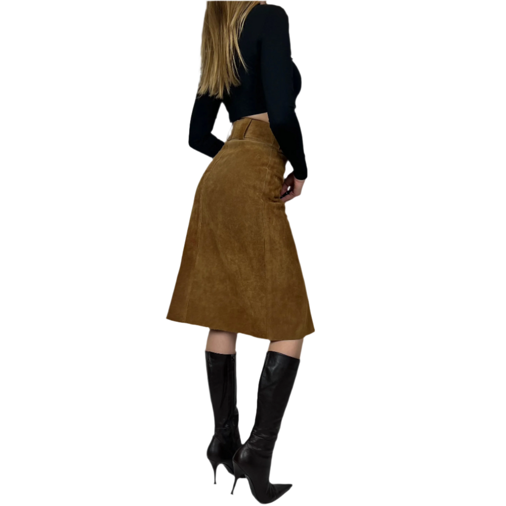 1970s Suede A-line Midi Skirt (XS)
