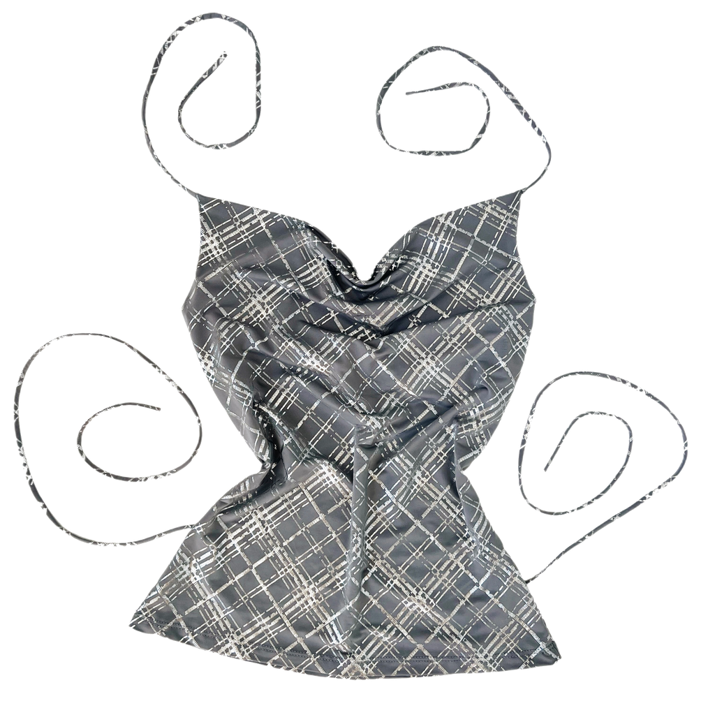 90s Drapey Metallic Halter Top (S)