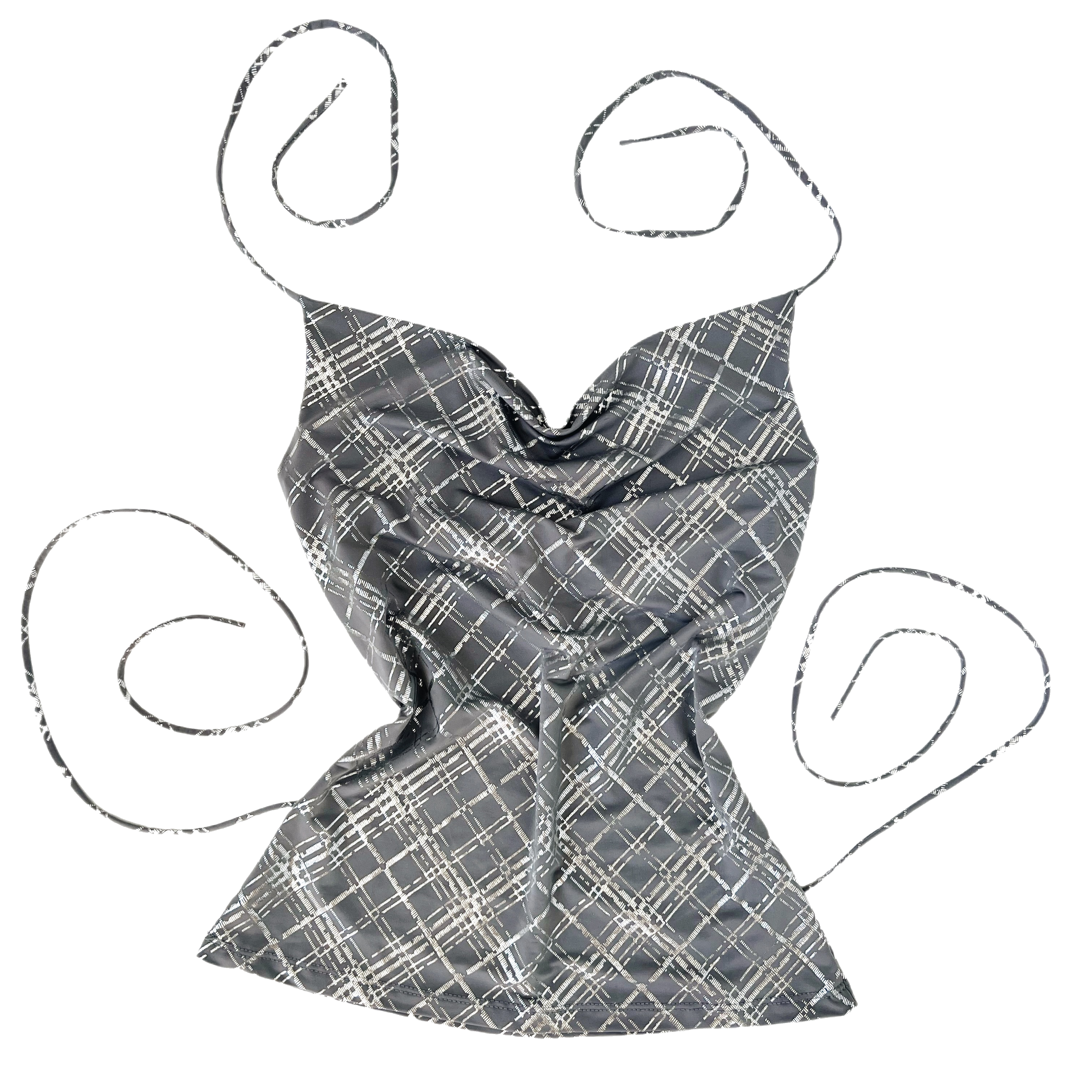 90s Drapey Metallic Halter Top (S)