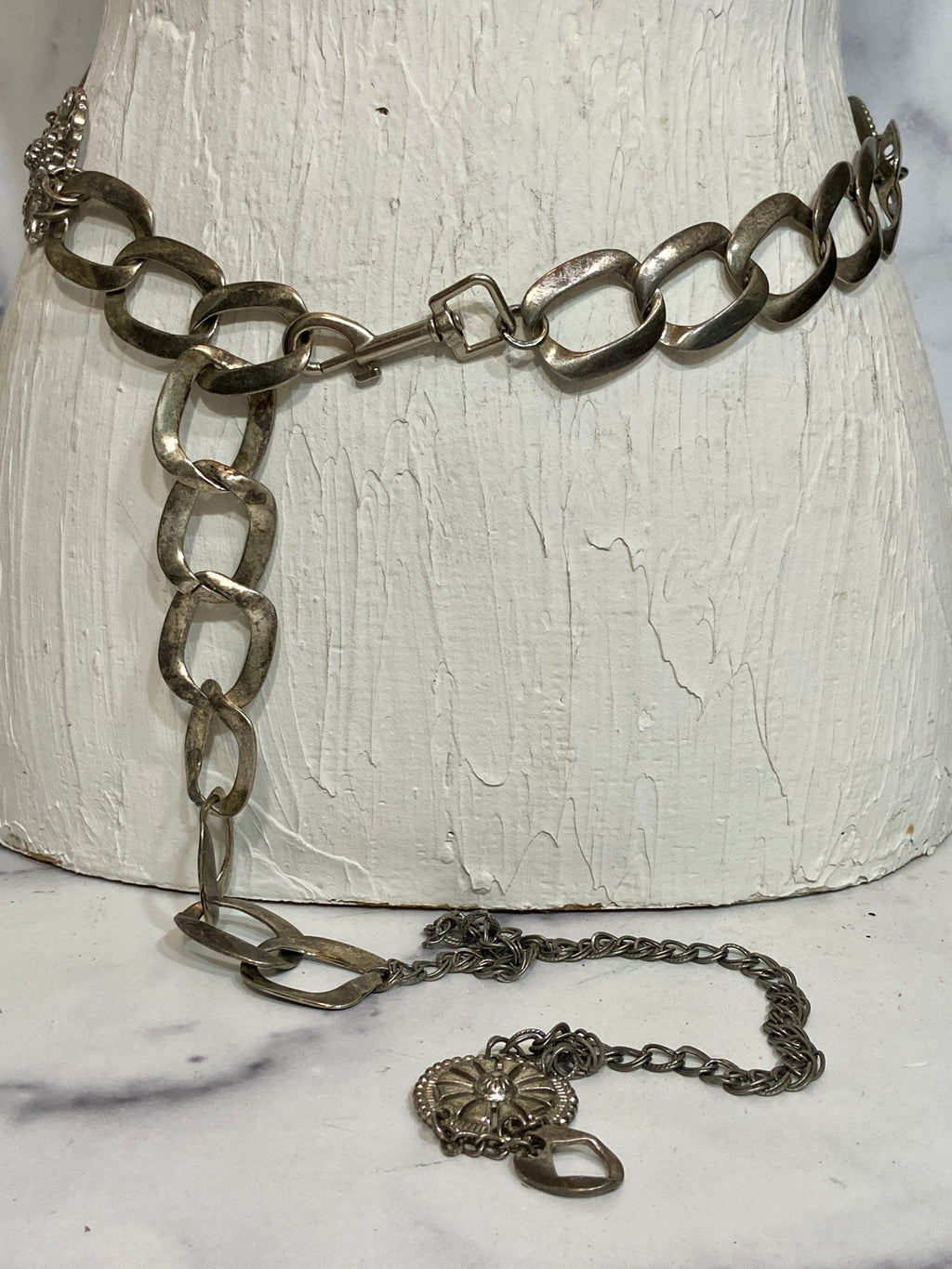 Vintage silver heavy chain belt