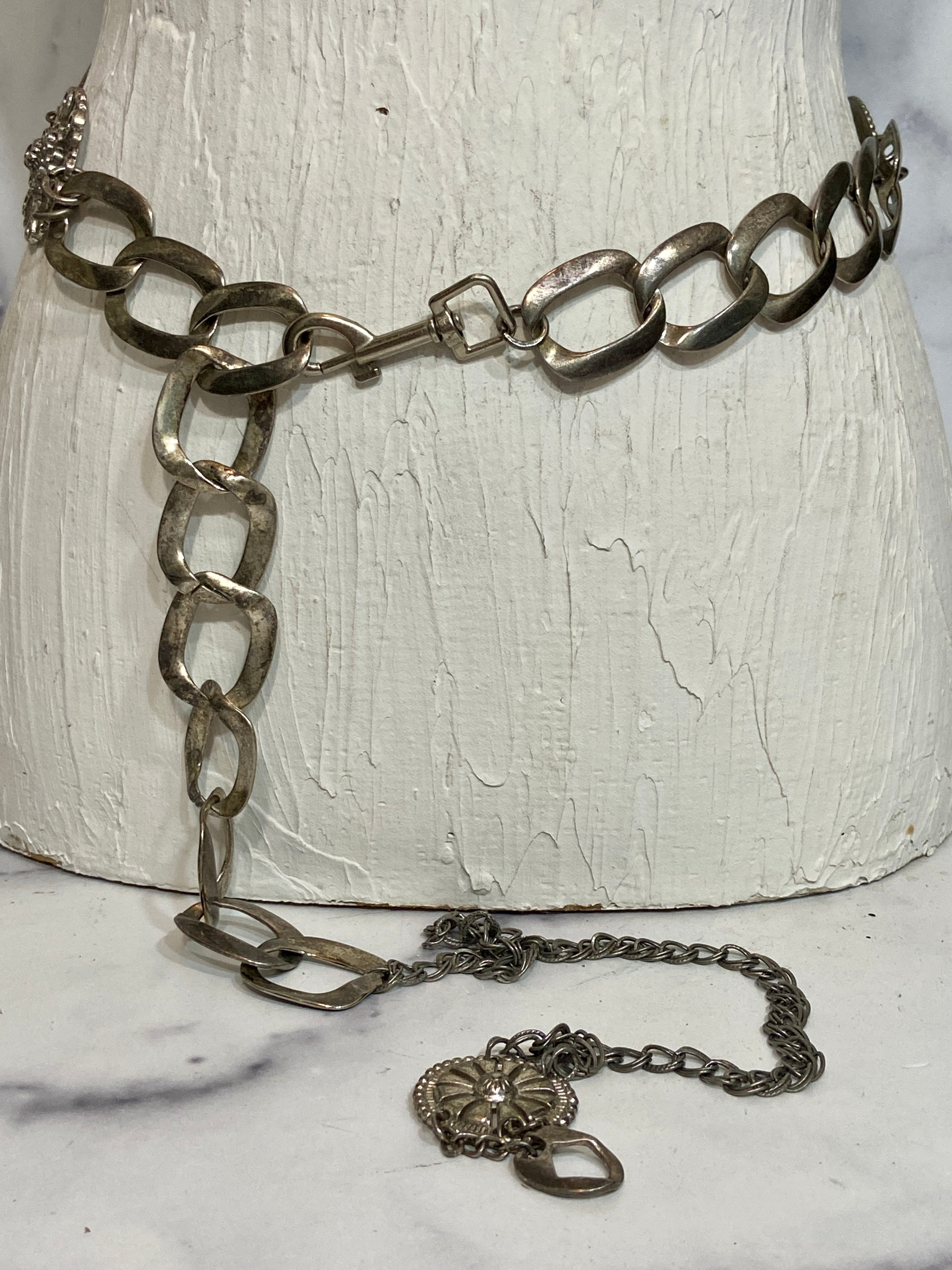 Vintage silver heavy chain belt
