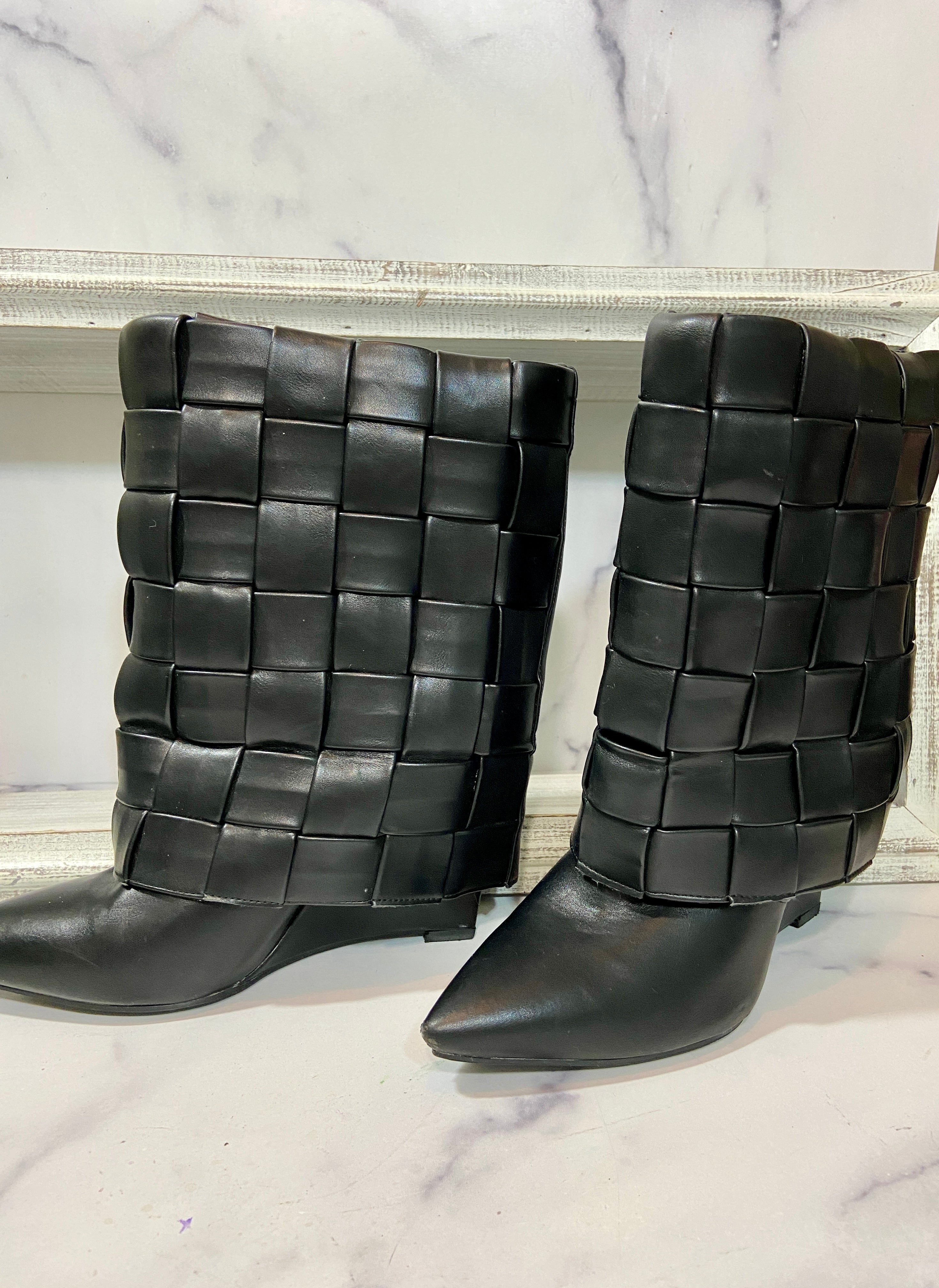 AZALEA WANG black leather boots (8)