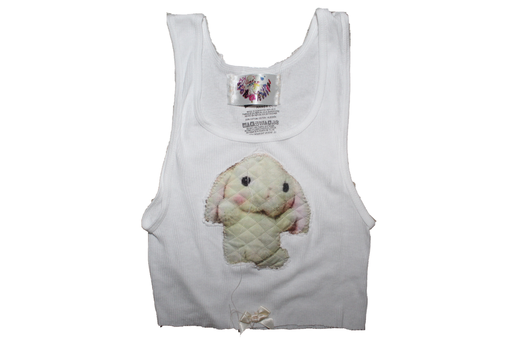 banana cookie . white tank .