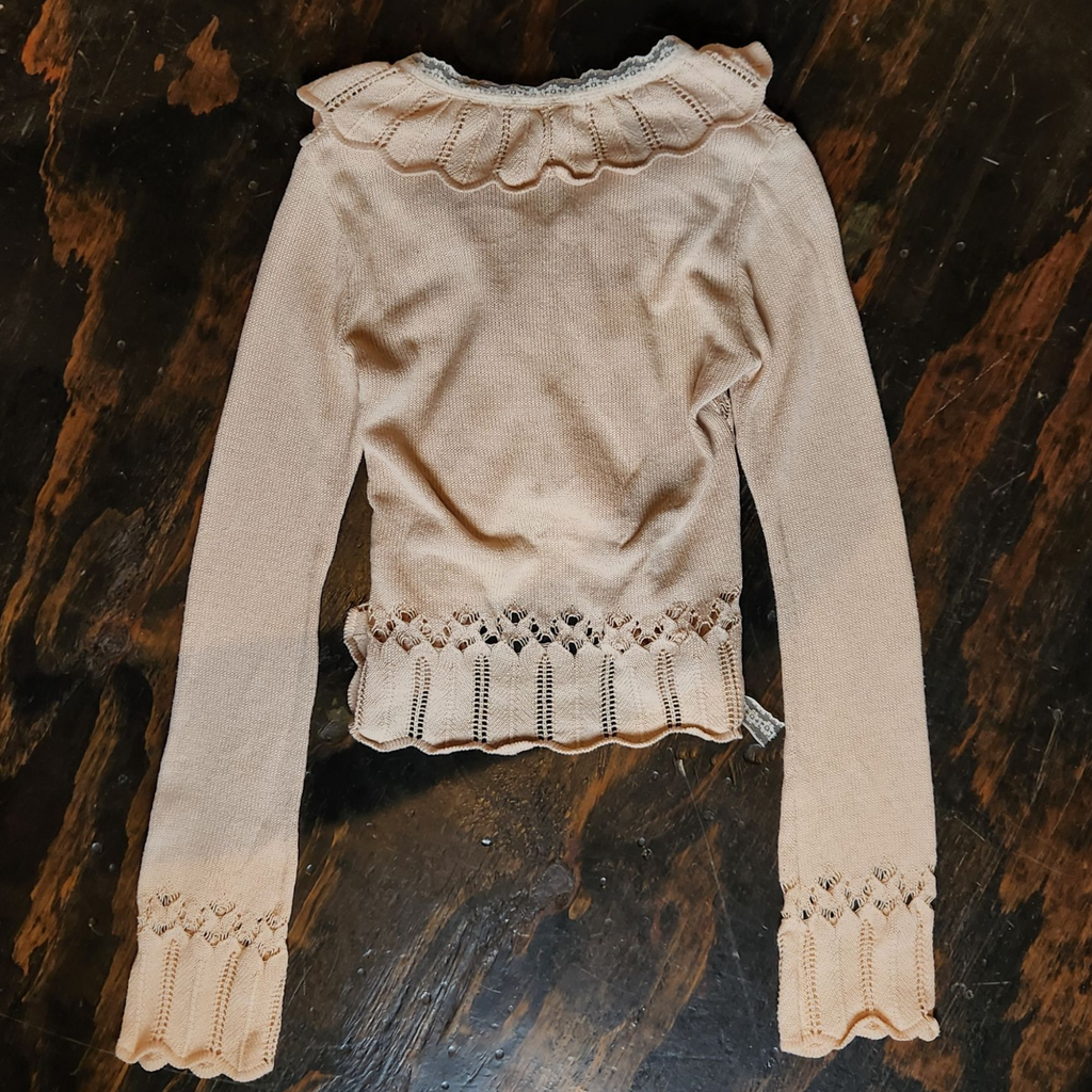 Cream Knit Ruffle Sweater (XS)