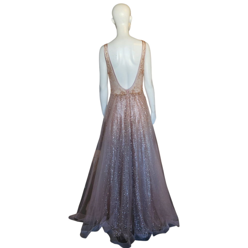 Sparkly Beaded Backless Formal Dress (M)